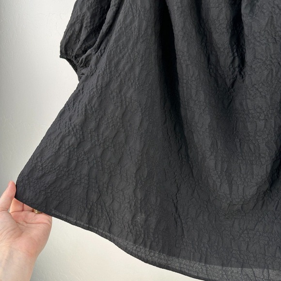 River Island Top Womens 12 Black Off Shoulder Ruffled Neck Short Sleeve NWT - Picture 5 of 10